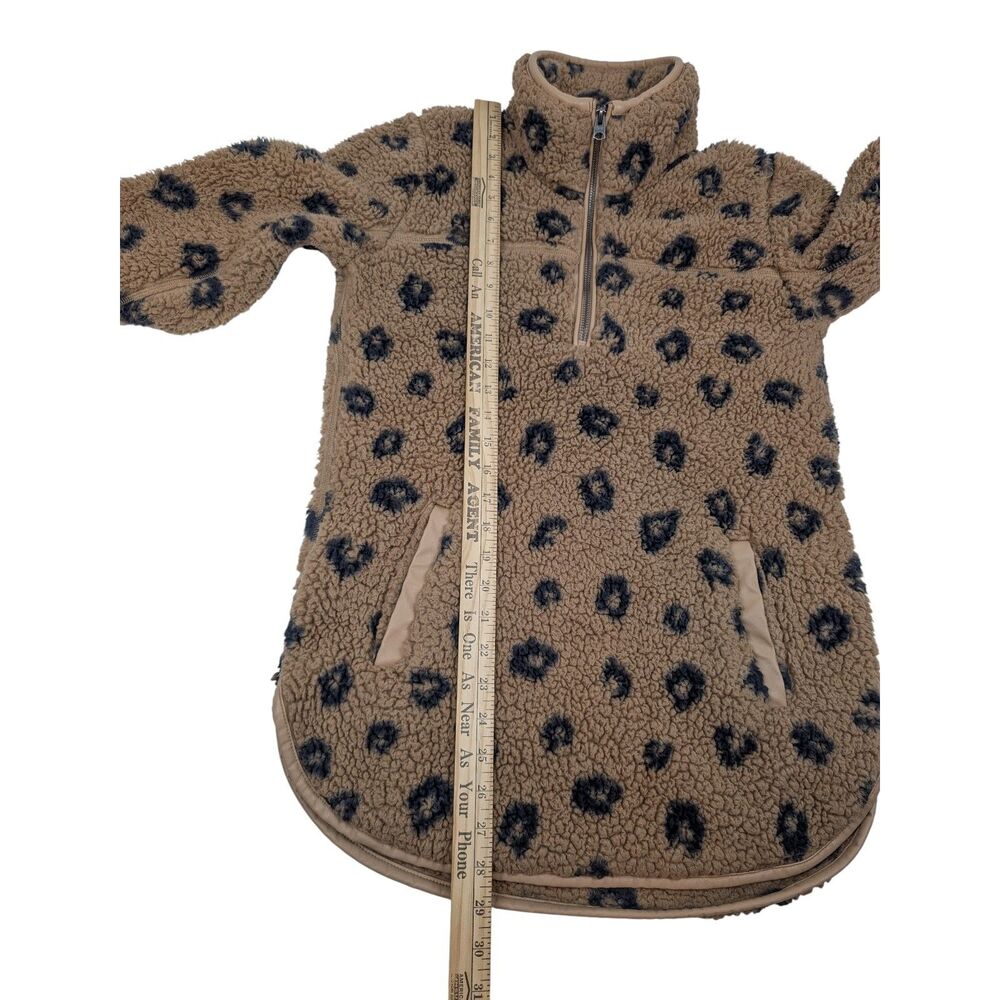 Abercrombie & Fitch Half-Zip Sherpa Fleece, Tan Animal Print, Size: XS - Picture 8 of 8